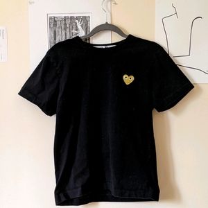 Commes des Garcons gold patch PLAY shirt